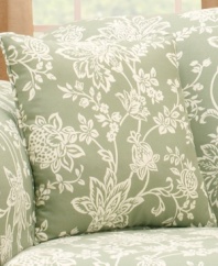 Flowers and vines dance across a solid duck background for a fresh take on traditional elegance in the Verona decorative pillow from Sure Fit. Choose from soothing tones of sage or cocoa.