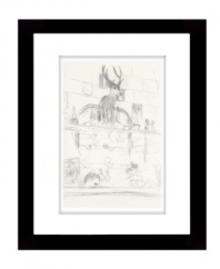 Draw from the classic American style of Lauren Ralph Lauren with the Deer's Head in Bar art print. A handsome lodge toned down in basic pencil on paper gives this print a casual charm. With a simple wood frame.