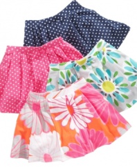 Perfect for her play date. Attached shorts underneath and a girlie print make this scooter from Carter's the perfect piece to keep her comfortable and cute while she plays all day.