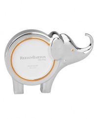 Remember his or her wildest moments in this Jungle Parade picture frame from Reed & Barton. A silver-plated elephant with cheery orange accents is a gift that'll please parents and kids alike.