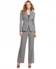 A subtle pinstripe and crisp details ensure this Tahari By ASL pantsuit will look polished for years to come.