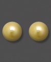 Get an incredible glow. These sunny stud earrings feature cultured, golden south sea pearls (8-9 mm) set in 14k gold.