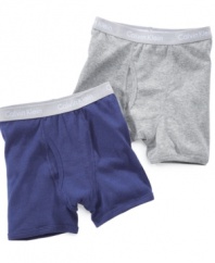 Comfy, classic and all-American: Calvin Klein's boxer briefs come in a two-pack to make shopping for growing guys a cinch!
