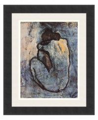 A painting from Picasso's early Blue Period, this work's sentimental and brooding tone is expressed with a monochromatic blue palette. The satin black frame provides a sleek, elegant finish.