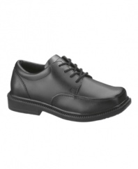 He'll step out in style in these classic oxford shoes from Hush Puppies. Featuring a dual-fit system that allows room to grow by removing the insert.