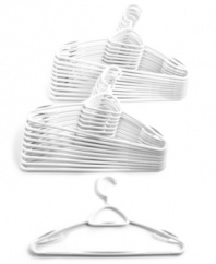 Hang on-the smart solution to cleaning up your closet has arrived. Innovative non-slip hangers with swivel hooks keep clothes in order and off the floor. A shoulder, pant and accessory bar put every garment and detail in its place.