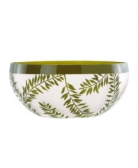 Silhouetted vines unfurl from a band of green on the softly frosted Botanical Boutique crystal bowl, bringing a fresh hint of the outdoors to your table. From Lenox. Qualifies for Rebate