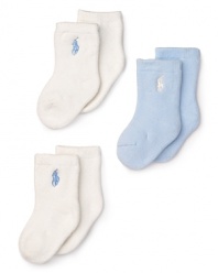 Ralph Lauren Childrenswear Infant Boys' Layette 3 Pack Terry Socks - Sizes 0-6 Months