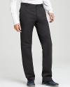 Updated dress pants from John Varvatos rendered in a straight leg with a slight stretch for a more body-hugging fit.