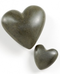 A heavy heart to behold, this simple paper weight is made of Haitian soapstone that's been found at a river, then chiseled and sanded by hand. Show your desk some love or fill a bowl with hearts to create an unconventional centerpiece.