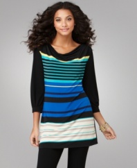 Style&co.'s striped tunic adds a pop of color to your look! Try it with leggings, ponte knit pants or your favorite jeans. (Clearance)