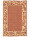 Create your own island retreat with this terra-cotta area rug, bordered in calming images of sand and palm trees. Great for patios, decks or vacation homes, the Recife rug can go almost anywhere! Power-loomed of Couristan's durable polypropylene blend, this soft piece is pet-friendly and resistant to mold and mildew.