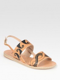 Handmade from smooth leather, this vacation-ready basic has an adjustable slingback and a unique wave print. Leather upperLeather lining and soleMade in GreeceOUR FIT MODEL RECOMMENDS ordering true whole size; ½ sizes should order the next whole size up. 