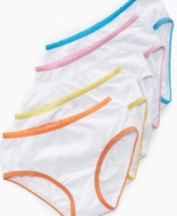 These underwear basics from Greendog come with a slight ruffle at the waistband and pastel trim for a girly touch.