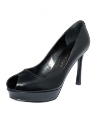 Slink around in feminine style with the Wisker pumps by Ivanka Trump. The flirty peep-toe and heel add sass to your little black dress.