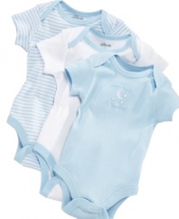 Stock up. This three-pack of bodysuits from Little Me makes sure you always have something adorable to put him in.