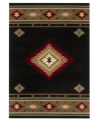 Broaden your palette with Southwest flavor. This St. Lawrence rug depicts a versatile diamond pattern in midnight black for a look that's as elegant as it is casual. Crafted of durable polypropylene for years of long-lasting beauty.