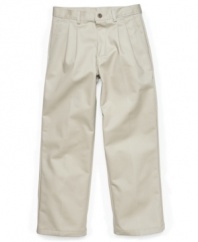 The perfect pants for school uniforms or dress-up occasions, this twill pair from Izod offers casually handsome style!