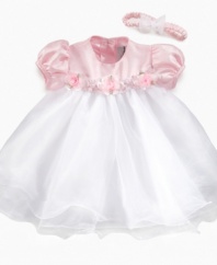 What an angel. She'll look heavenly in this sweet dress and matching headband from Rare Editions.