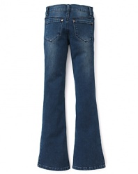 These go-to Aqua jeans boast a trend-right skinny silhouette and a slight retro flare at the ankle with whiskered detailing for that lived-in look.