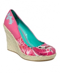 Spring Break style. The Cetty wedges by Ed Hardy transform the classic espadrille with a funky, tattoo-inspired print.