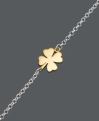 Adorn yourself with a little luck of the Irish. Studio Silver's sweet clover bracelet features a sterling silver chain with an 18k gold over sterling silver charm. Approximate length: 7-1/2 inches. Approximate charm size: 1/2 inch.