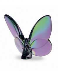 Lucky for you, this enchanting butterfly figurine from Baccarat features glistening crystal wings colored in iridescent purple, blue and green.
