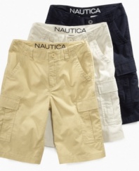A place for everything. That's exactly what he'll have with these comfy cargo shorts from Nautica.