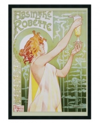 Raising a glass to the Green Fairy, this Absinthe Robette print adds vintage style to home bars and kitchens. With a textured finish and simple black frame made of recycled wood products.