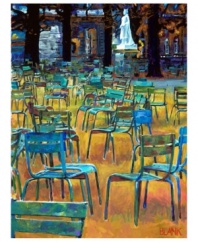 Have a seat. A sea of blue chairs invites you to relax and enjoy your surroundings. The size and vibrant hues lend this wall art to a variety of spaces, offering an easy way to redefine the living room, bedroom or den. Gallery-wrapped canvas creates a finished look without a frame. By Jerry Blank.