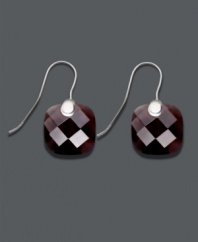 Add shimmer and shine in rich, earth tone hues. Studio Silver's faceted brown glass drop earrings will match perfectly with a neutral palette. Crafted in sterling silver. Approximate drop: 1 inch.