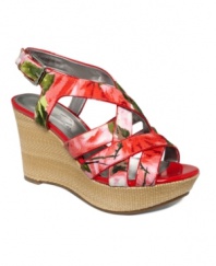 The 1960's come back in these Gleena wedge sandals by Marc Fisher. The groovy floral print and sky-high wedge channel nothing but good vibrations.