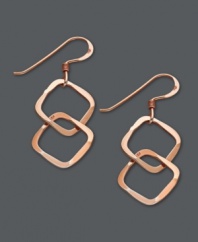 A caramel-colored hue lends a contemporary touch to any look. Studio Silver's petite drop earrings feature two interlocking squares set in 18k rose gold over sterling silver. Approximate drop: 1-1/2 inches.