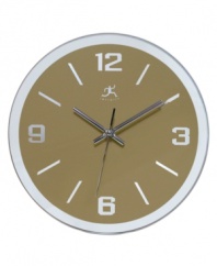 Spend time wisely with this mirror wall clock from Infinity Instruments. A tan dial and silver hands lend a contemporary yet timeless style to any setting.