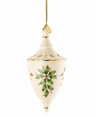 Delicate detailing, festive holly leaves and a romantic shape give this ornament eye-catching appeal, making it an instant classic for a cozy Christmas. Qualifies for Rebate
