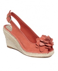 The shoes your sundresses have been waiting for! The Cordelia wedges by Bandolino are summer-ready with a layered flower at the toe and braided espadrille heel.