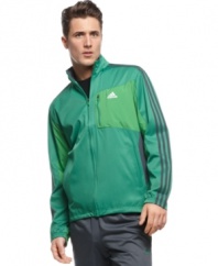The perfect motivation. Slipping into this hooded adidas jacket will get you pumped to start moving.