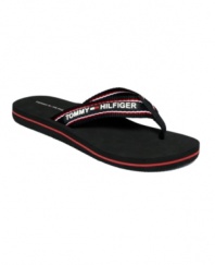 Classic and comfy. The black and red Cruise thongs by Tommy Hilfiger are a vacay essential.