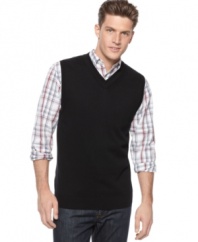 The new shape of your wardrobe. This sweater vest from Tasso Elba is an always-sophisticated addition to your look.