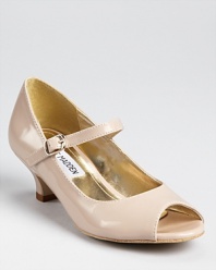 A perfect peep-toe shoe with a little heel for dressy days, from Steve Madden.