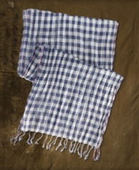 Rugged buffalo checks accent an airy cotton scarf from Denim & Supply Ralph Lauren that's light enough to wear year-round with your favorite go-to ensemble.