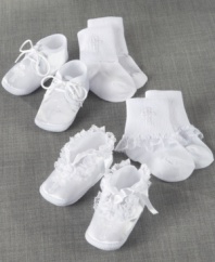 Top off their little toes with the sweetest christening shoes and socks imaginable. Perfect for their big day and for church events to come!