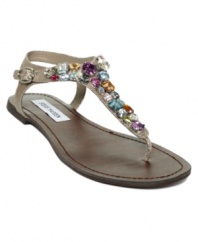 The Steve Madden Grooom Sandals sparkle day and night with their summery ankle strap and glistening jeweled thong.