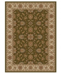 Rendered with intricate floral designs in a sumptuous green and neutral color palette, this area rug set from Kenneth Mink offers a cohesive look for your entire home. Woven of plush olefin for lasting softness and durability. Includes five rugs.