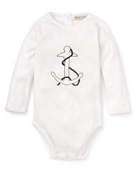 Everyday casual just got more sophisticated with an anchor print bodysuit from Pearls & Popcorn.