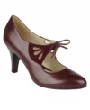 Naturalizer's Collina may look like a traditional round-toe pump at first glance, but a lace-up closure on the vamp gives it a fun, fashionable twist. Made in a combination of leather and suede, it features a 3-1/4 covered heel.
