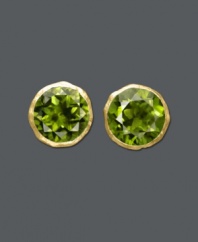 For a classic look with a slight pop of color, Studio Silver's chic stud earrings will do just the trick. Crafted from 18k gold over sterling silver, round-cut green glass adds an envy-inducing touch. Approximate diameter: 1/2 inch.