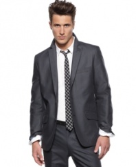 A modern two-button closure and fit has this blazer from INC adding sophistication to your workweek wardrobe.