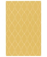 Stunning in its simplicity, this artist-designed area rug from Surya brings a calming beauty to any area in your home. Interlocking lines crisscross against a soft golden background, creating a chic lattice-like pattern that's stylishly simple.