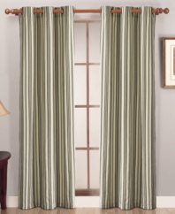 Both classic and contemporary, Canvas Stripe window panels frame your view in casual elegance that's ideal for a variety of decors. Featuring large grommets at top that slide easily over curtain rods; light-filtering.